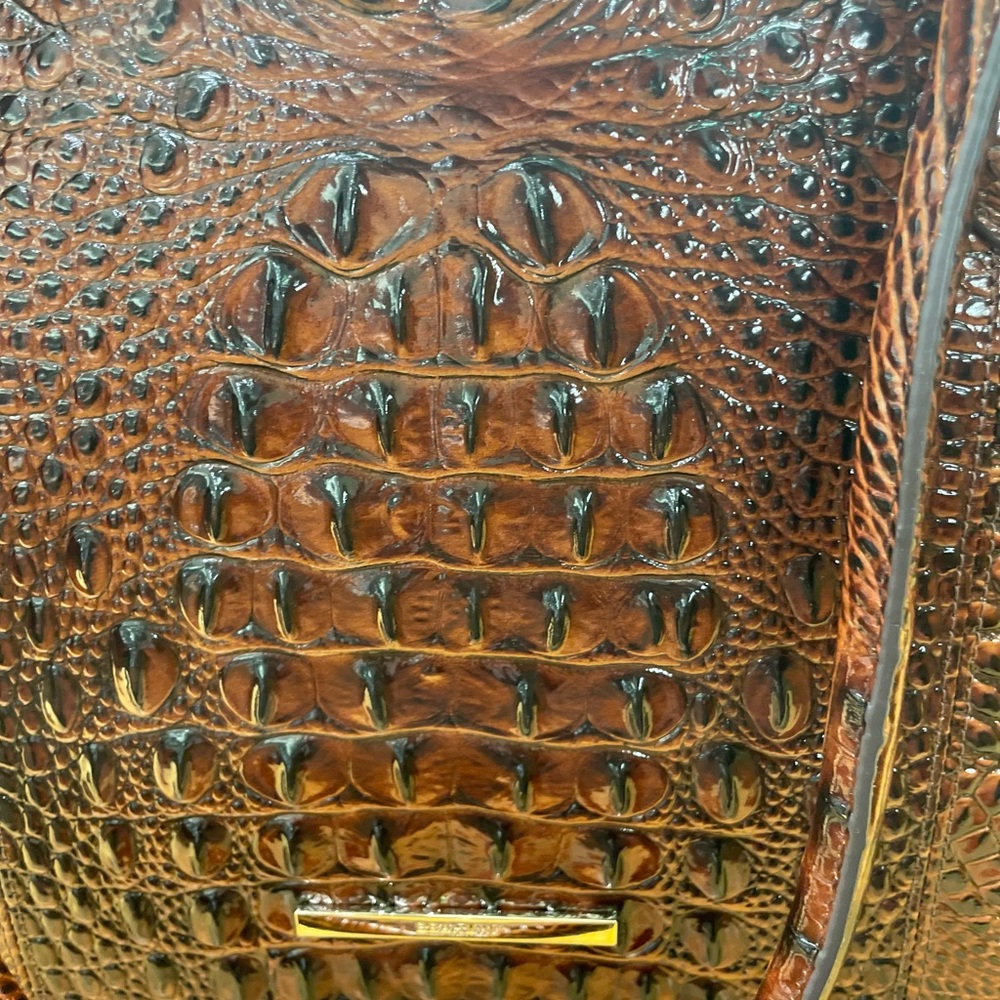 Brahmin Rich Brown Crocodile-Embossed Travel Bag - Picture 8 of 10